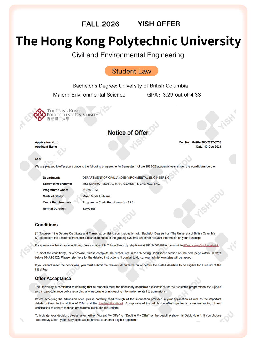 Student Law offer letter