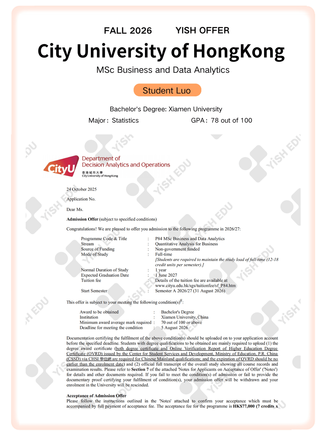 Student Luo offer letter